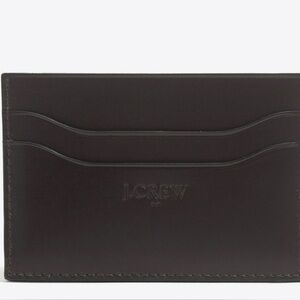 J CREW Men's leather wallet. Black minimalist cardholder. Compact, black, slim